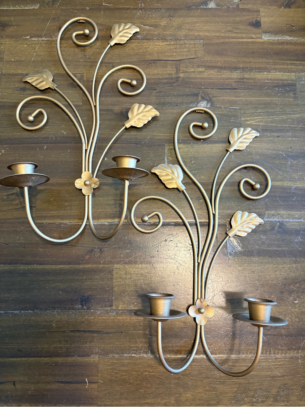 Vtg HOMCO Home Interiors BRASS Scroll & Leaf Wall Sconce Candle Holder Grandma